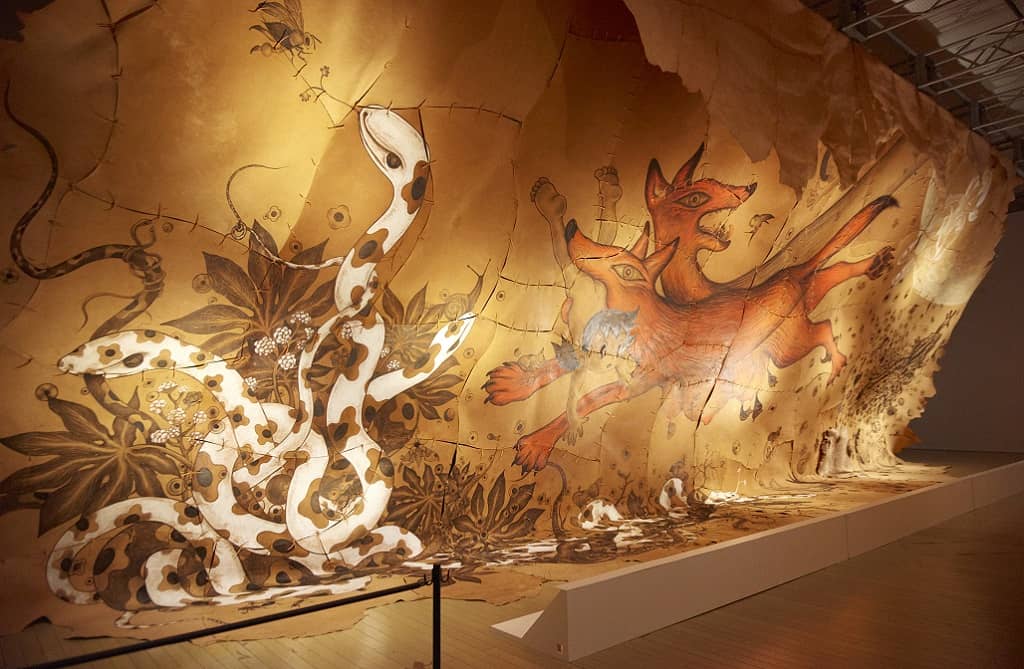 鴻池朋子「靜香的洞窟」©Tomoko-KONOIKE-©Fujiko-Pro。-大阪展出實況。圖聯合數位文創提供